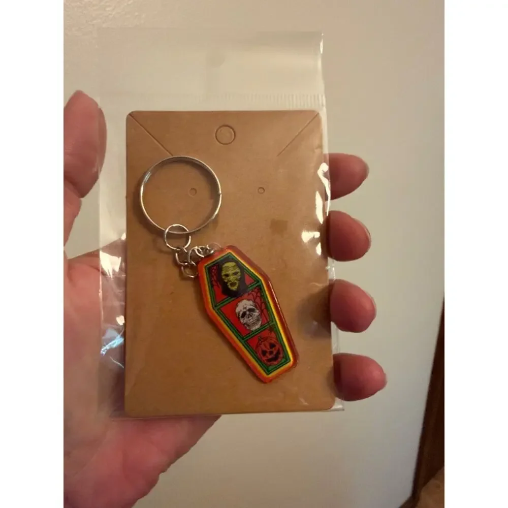 Spooky coffin keychain plastic